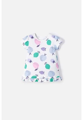 Camiseta De Littlemic Manga Corta Marfil Para Niña 2T A 5T 2T LittleMic