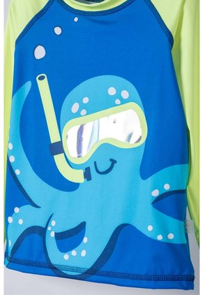 Conjunto De Baño De Littlemic Manga Larga Azul Y Verde Para Niño 2T A 6T 4T