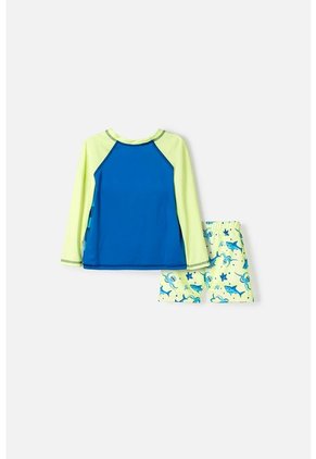Conjunto De Baño De Littlemic Manga Larga Azul Y Verde Para Niño 2T A 6T 4T
