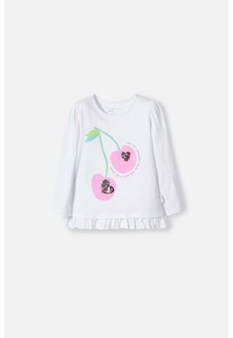 Camiseta LittleMic Blanca Manga Larga Para Niña 2T A 5T 4T LittleMic