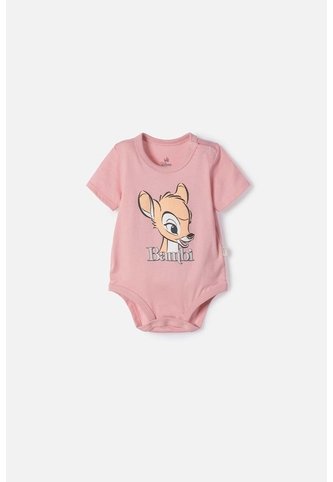 Body De Bambi Manga Corta Rosado Para Bebé Niña 9-12 LittleMic