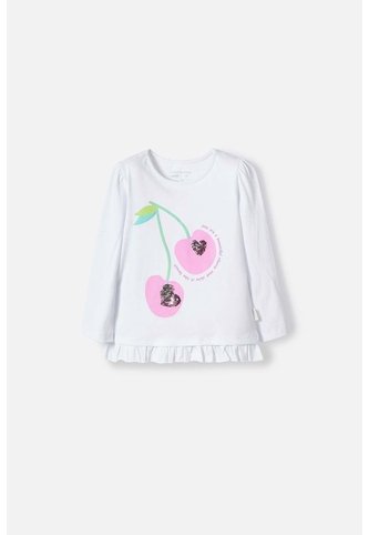 Camiseta LittleMic Blanca Manga Larga Para Niña 2T A 5T 2T LittleMic