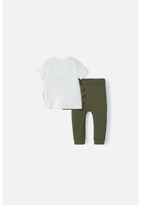 Conjunto LittleMic  Con Pantalón Verde Y Blanco Para Bebé Niño 18-24