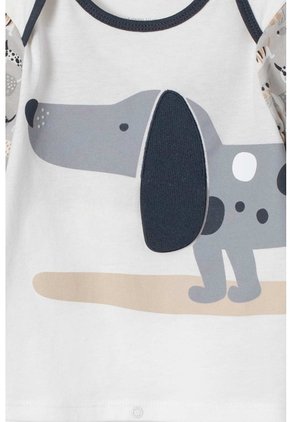 Pijama LittleMic Gris Y Marfil De Manga Larga Para Bebé Niño 12-18