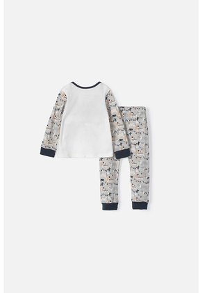 Pijama LittleMic Gris Y Marfil De Manga Larga Para Bebé Niño 12-18