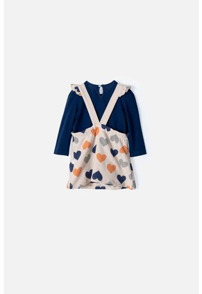 Vestido LittleMic Tipo Jardinera Azul Y Caqui Para Bebé Niña 18-24