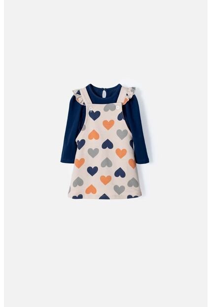 Vestido LittleMic Tipo Jardinera Azul Y Caqui Para Bebé Niña 6-9
