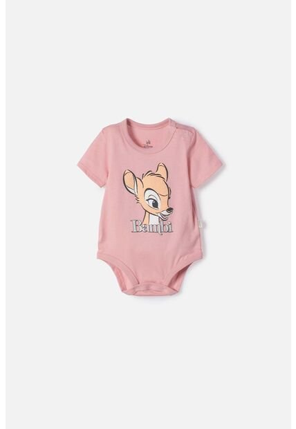 Body De Bambi Manga Corta Rosado Para Bebé Niña 12-18