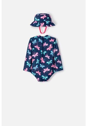 Vestido De Baño De Littlemic Con Gorro Multicolor Para Bebé Niña 3-6