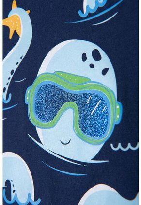 Camiseta Littlemic Azul Cuello Redondo Para Niño 2T A 5T 5T