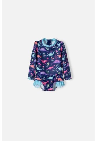 Vestido De Baño LittleMic Manga Larga Multicolor Para Bebé Niña 3-6 LittleMic