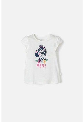 Camiseta De Littlemic Manga Corta Marfil Para Niña 2T A 5T 4T