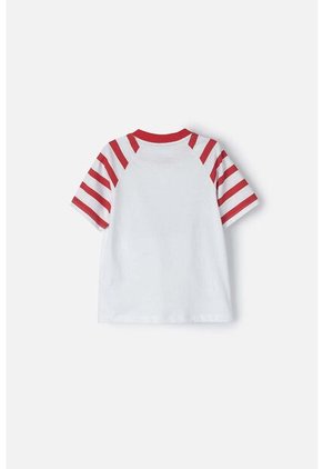 Camiseta Littlemic Blanco Y Rojo Manga Corta Para Niño 2T A 5T 5T