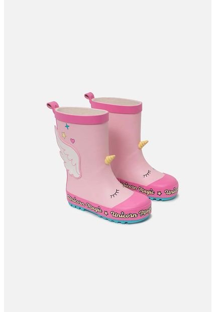 Botas De Lluvia LittleMic Rosadas Para Niña 24