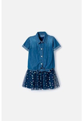 Vestido De Littlemic Con Tull Azul Para Niña 2T A 5T 2T