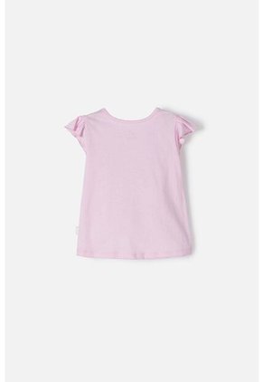 Camiseta Littlemic Rosada Con Estampado En Frente Para Niña 2T A 5T 3T