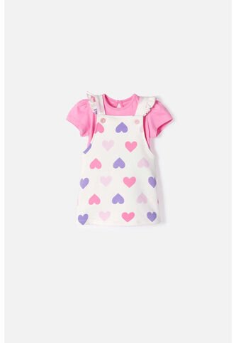 Vestido De Littlemic Tipo Jardinera Multicolor Para Bebé Niña 12-18 LittleMic