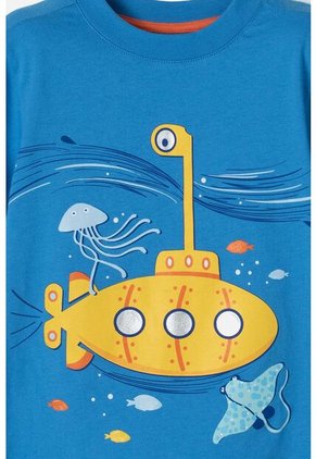 Camiseta Littlemic Azul Cuello Redondo Para Niño 2T A 5T 2T