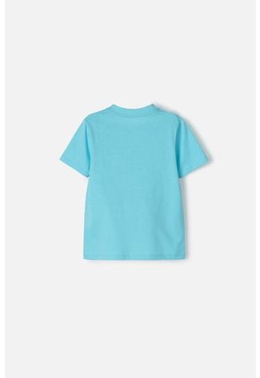 Camiseta Littlemic Turquesa Estampada En Frente Para Niño 2T A 5T 3T