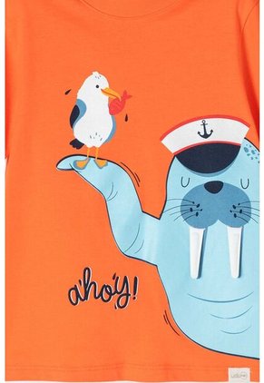 Camiseta Littlemic Naranja Manga Corta Para Niño 2T A 5T 2T