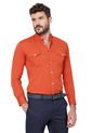 Camisa Los Caballeros Manga Larga Naranja Cuello Neru Slim Fit de Los Caballeros