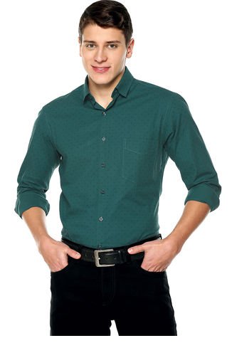 Camisa verde manga online larga