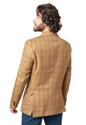 Blazer Camel A Cuadros Solapa Clásica Los Caballeros