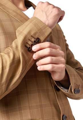 Blazer Camel A Cuadros Solapa Clásica Los Caballeros