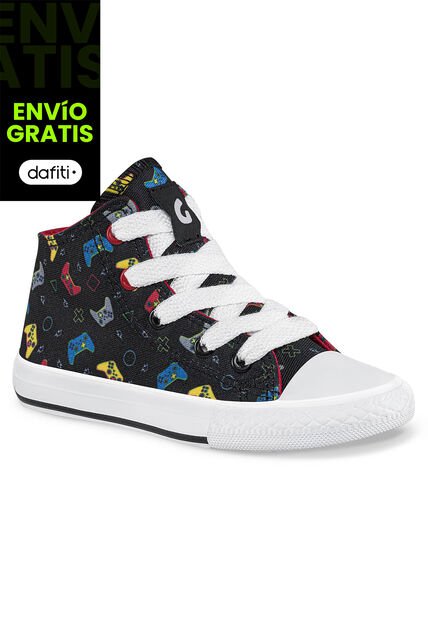 Tenis Kanzo Alto Negro Para Niño Los Gomosos