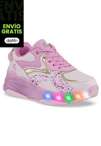 Tenis Patines Luces Lafta Rosa Para Niña Los Gomosos Los Gomosos