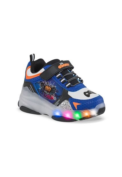 Tenis Patines Luces Tordo Negro-Azul Para Niño Los Gomosos