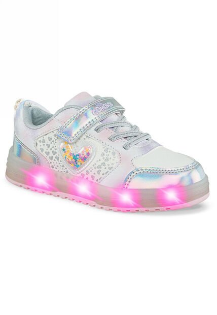 Tenis Luces Mydor Plata Los Gomosos Para Niña