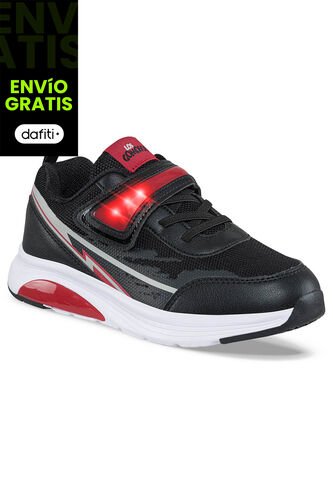Tenis Luces Dacum Negro-Rojo Para Niño Los Gomosos Los Gomosos