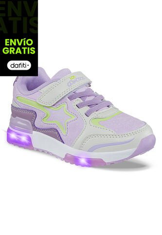 Tenis Luces Gypin Beige-Lila Para Niña Los Gomosos Los Gomosos