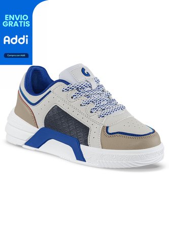 Tenis Urbanos Miro Beige-Azul Los Gomosos Para Niño Los Gomosos