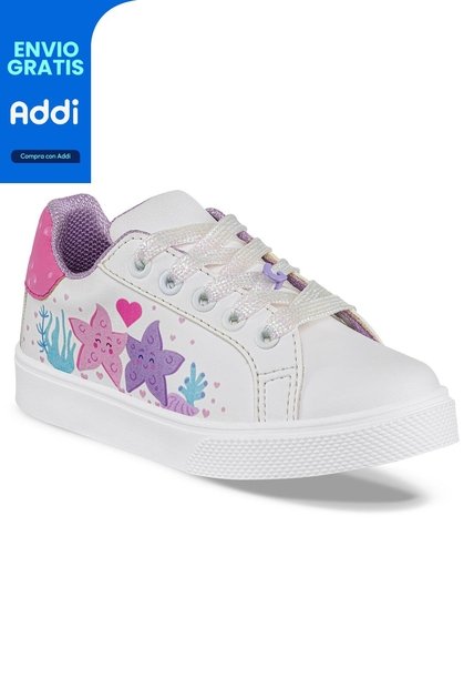 Tenis Casuales Haggis Blanco-Fucsia Los Gomosos Para Niña
