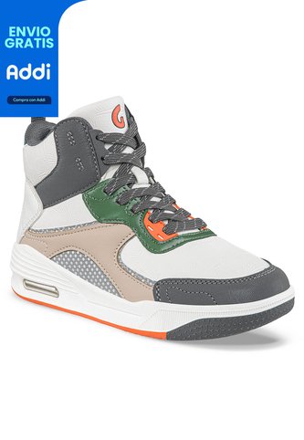 Tenis Urbanos Tobin Blanco-Gris Para Niño Los Gomosos Los Gomosos