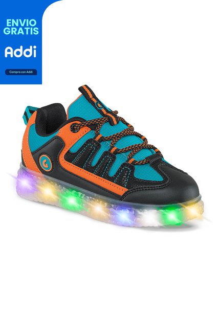 Tenis Con Luces Isser Negro Para Niño Los Gomosos
