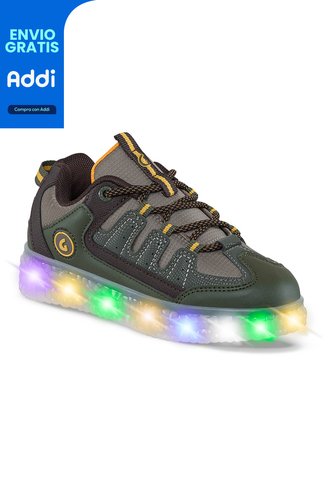Tenis Con Luces Isser Verde Para Niño Los Gomosos Los Gomosos