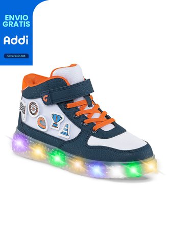 Tenis Con Luces Dulor Azul Osc Para Niño Los Gomosos Los Gomosos