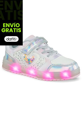 Tenis Luces Mydor Plata Los Gomosos Para Niña Los Gomosos