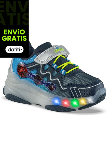 Tenis Patines Luces Morina Azul Osc Los Gomosos Para Niño