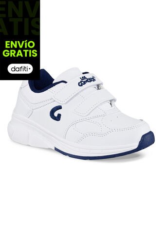 Tenis Escolares Gomyschool V New Blanco-Azul Para Niño Y Niña Los Gomosos Los Gomosos