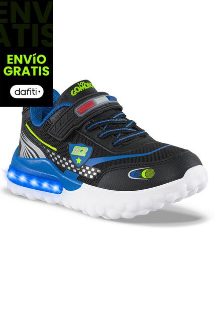Tenis Con Luces Chitter Negro Los Gomosos Para Niño
