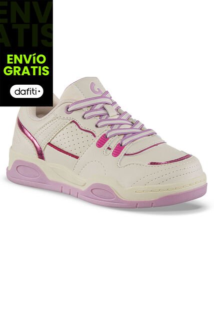 Tenis Urbanos Samien Beige-Fucsia Los Gomosos Para Niña