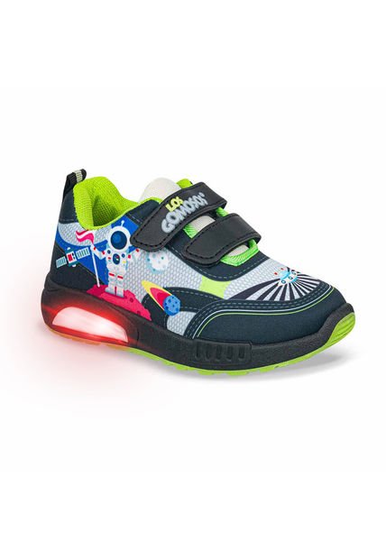 Tenis Con Luces Astronet Negro Para Niño Los Gomosos