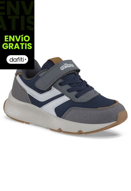 Tenis Urbanos Jidom Gris-Azul O Los Gomosos Para Niño