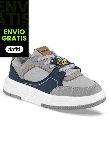 Tenis Urbanos Lidom Gris-Azul O Los Gomosos Para Niño