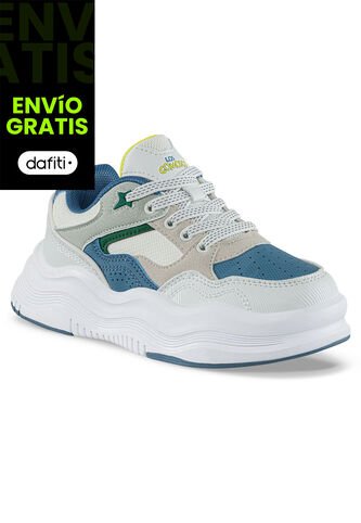Tenis Casuales Falek Blanco-Azul Los Gomosos Para Niño Los Gomosos