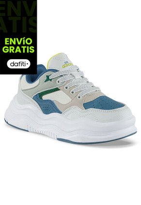 Tenis Casuales Falek Blanco-Azul Los Gomosos Para Niño